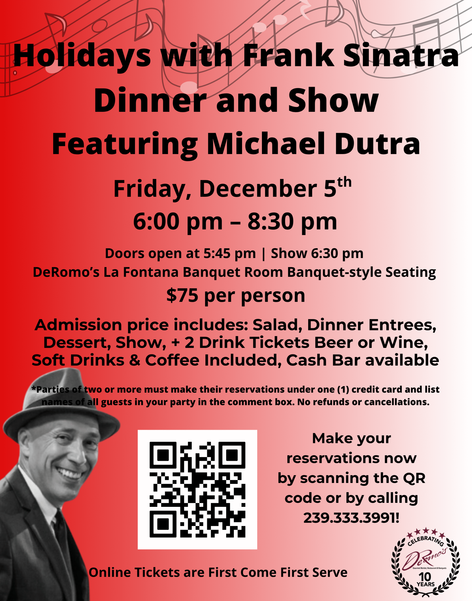 Frank Sinatra Dinner and Show 12/5/2025