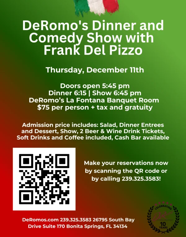 Dinner and Comedy Show with Frank Del Pizzo 12/11/2025