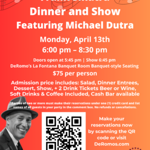 Frank Sinatra Dinner and Show 4/13/26