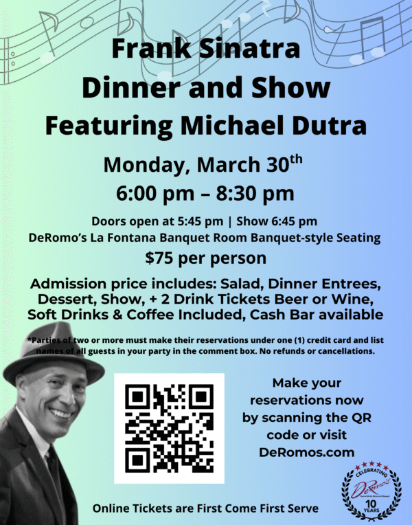 Frank Sinatra Dinner and Show 3/30/26