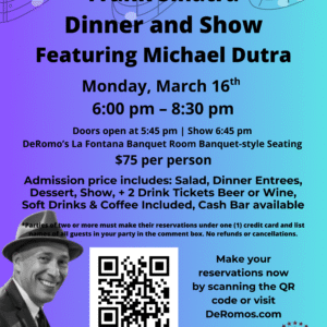 Frank Sinatra Dinner and Show 3/16/26