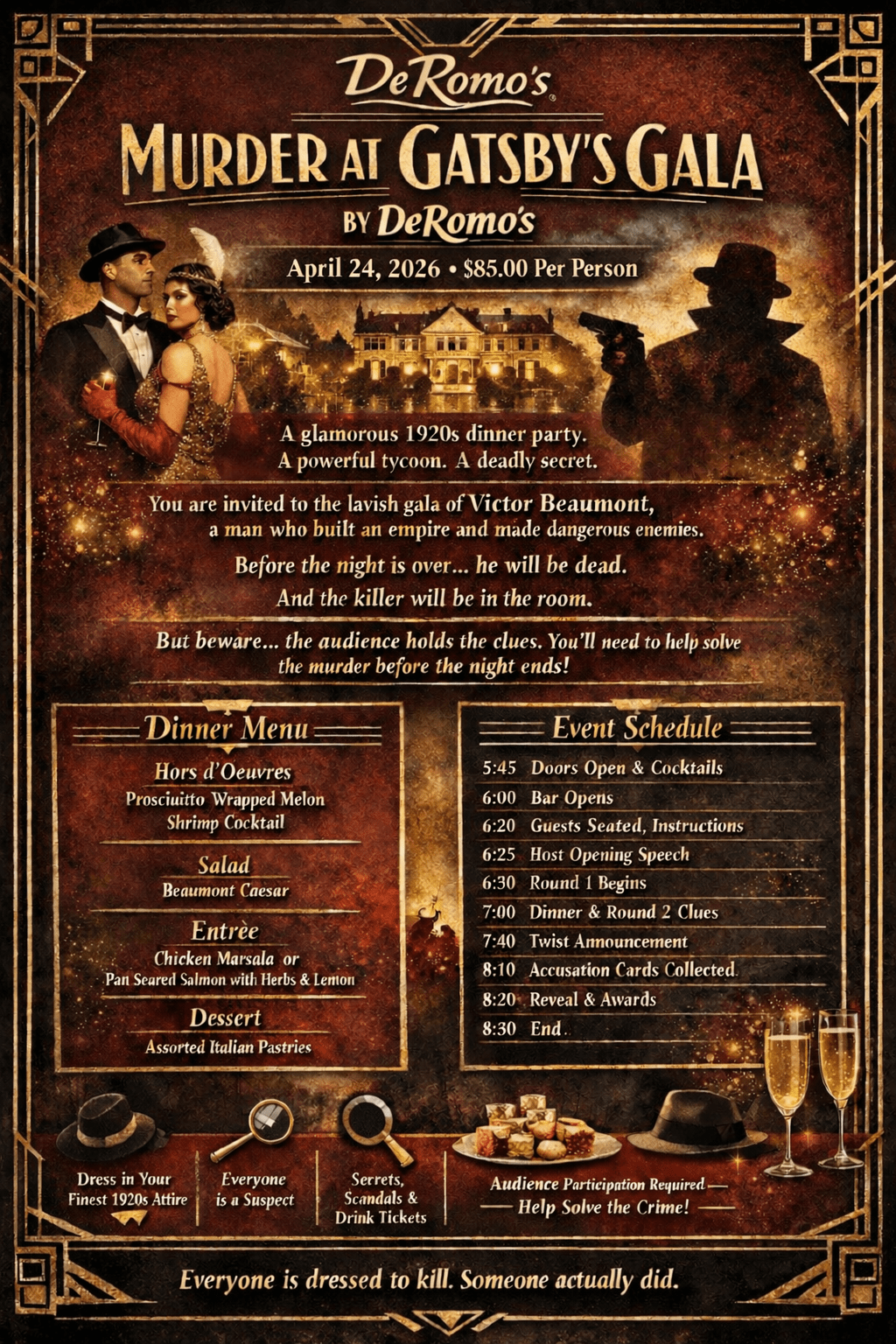 Murder at Gatsby's Gala by DeRomo's 4/24/2026