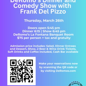 Dinner and Comedy Show with Frank Del Pizzo 3/26/2026