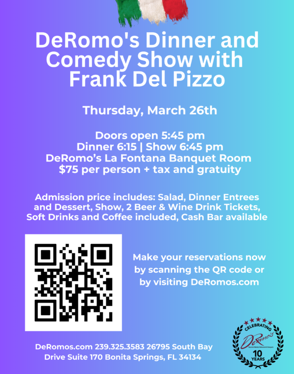 Dinner and Comedy Show with Frank Del Pizzo 3/26/2026