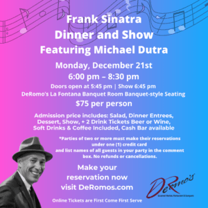 Frank Sinatra Dinner and Show 12/21/26