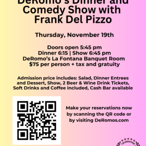 Dinner and Comedy Show with Frank Del Pizzo 11/19/2026
