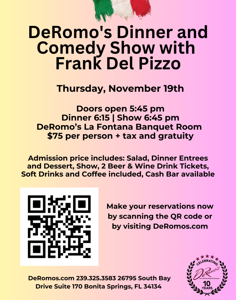 Dinner and Comedy Show with Frank Del Pizzo 11/19/2026